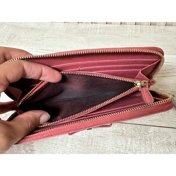 PRADA Saffiano Leather Zip Around Long Wallet in Dusty Pink - Picture 13 of 14